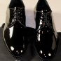 GIORGIO ARMANI SHOES $820 BLACK PATENT CALFSKIN ALMOND TOE DERBY 9.5 42.5e NEW