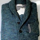 BRUNELLO CUCINELLI SWEATER MOSS 100%CASHMERE MARBLED SHAWL CARDIGAN LG 52 NEW
