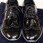 PRADA SHOES $690 BLACK CALFSKIN TOE ORNAMENT WINGTIP BROGUE DERBY 7 40  NEW