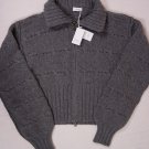 MALO SWEATER $1890 GRAY 100%CASHMERE 12-PLY BLANKET KNIT BOMBER 8 44e NEW