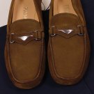 PRADA SHOES $595 BROWN SUEDE LOGO BIT ORNAMENTED VAMP DRIVERS 9D 42e NEW