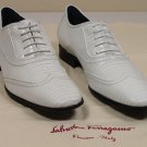 SALVATORE FERRAGAMO SHOES $985 WHITE LIZARD SKIN WING TIP OXFORD 9.5D 42.5e NEW