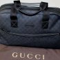 GUCCI BOWLER BAG $1450 SLATE BLUE LOGO GUCCICCIMA NYLON/LEATHER OVERNIGHTER NEW
