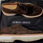 GIORGIO ARMANI SHOES $645 BROWN SUEDE CALF WINGTIP CONTRAST DERBY 8.5 41.5e NEW