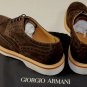 GIORGIO ARMANI SHOES $645 BROWN SUEDE CALF WINGTIP CONTRAST DERBY 8.5 41.5e NEW