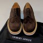 GIORGIO ARMANI SHOES $645 BROWN SUEDE CALF WINGTIP CONTRAST DERBY 8.5 41.5e NEW