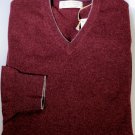 BRUNELLO CUCINELLI SWEATER MERLOT 100%CASHMERE V-NECK PULLOVER XXL 56e NEW