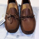 BRUNELLO CUCINELLI SHOES $735 BROWN TIED VAMP PEBBLE SOLE LOGO DRIVER 8 41 NEW