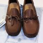 BRUNELLO CUCINELLI SHOES $735 BROWN TIED VAMP PEBBLE SOLE LOGO DRIVER 8 41 NEW