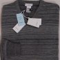 MALO SWEATER $990 GRAY STRIPED 100%CASHMERE REVERSIBLE V-NECK JUMPER SM 48e NEW