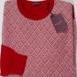 BALLANTYNE SWEATER $895 RED/WHITE GLEN PLAID 100%CASHMERE CREWNECK XL 54e NEW