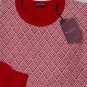 BALLANTYNE SWEATER $895 RED/WHITE GLEN PLAID 100%CASHMERE CREWNECK XL 54e NEW