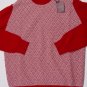 BALLANTYNE SWEATER $895 RED/WHITE GLEN PLAID 100%CASHMERE CREWNECK XL 54e NEW