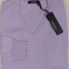 VERSACE SWEATER $1348 LAVENDER 100%CASHMERE LOGO EMBROIDERED V-NECK M 50e NEW