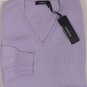 VERSACE SWEATER $1348 LAVENDER 100%CASHMERE LOGO EMBROIDERED V-NECK M 50e NEW