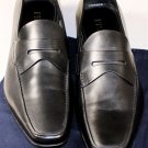 PRADA SHOES $665 BLACK LOGO EMBOSSED PENNY VAMP NATURAL LOAFER 8 41e NEW