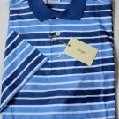 BRIONI POLO $395 LIGHT BLUE/WHITE STRIPED 3-BTN COTTON GOLF SHIRT L 52e NEW