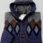 BRUNELLO CUCINELLI SWEATER DARK BLUE 100%CASHMERE 7-BTN HOOD CARDIGAN M 50e NEW