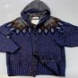 BRUNELLO CUCINELLI SWEATER DARK BLUE 100%CASHMERE 7-BTN HOOD CARDIGAN M 50e NEW