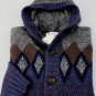 BRUNELLO CUCINELLI SWEATER DARK BLUE 100%CASHMERE 7-BTN HOOD CARDIGAN M 50e NEW