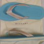 BULGARI SHOES $295 LT BLUE/BEIGE LOGO THONG BULGARI SANDALS BEACHWEAR 11 44e NEW