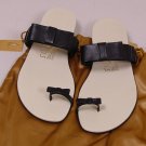 FERRAGAMO CREATIONS SHOES $940 BLACK NAPPA HANDMADE PONZA BOW SANDAL 6B 36 NEW