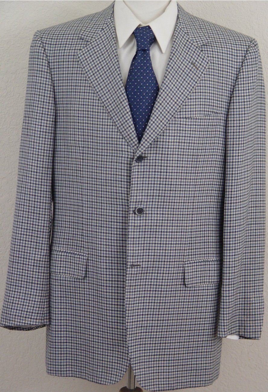 BRIONI JACKET $4895 GRAY CHECK CASHMERE/SILK 3-BTN HANDMADE BLAZER 44L ...