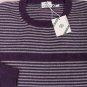 BORRELLI SWEATER $1295 PURPLE/GRAY STRIPE 100%CASHMERE 2-PLY CREWNECK XL 54e NEW