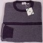 BORRELLI SWEATER $1295 PURPLE/GRAY STRIPE 100%CASHMERE 2-PLY CREWNECK XL 54e NEW