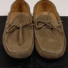 SUTOR MANTELLASSI SHOES $545 KHAKI SUEDE TIED VAMP PEBBLED SOLE DRIVERS 9 42 NEW