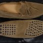 SUTOR MANTELLASSI SHOES $545 KHAKI SUEDE TIED VAMP PEBBLED SOLE DRIVERS 9 42 NEW