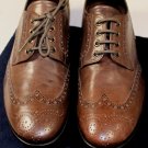 PRADA SHOES $850 DARK BROWN VINTAGE CALF WINGTIP BROGUE DERBY 10.5 43.5 NEW