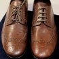PRADA SHOES $850 DARK BROWN VINTAGE CALF WINGTIP BROGUE DERBY 10.5 43.5 NEW