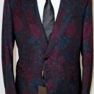 GUCCI JACKET $3390 EGGPLANT 100%WOOL FLORAL PRINT 2BTN COUTURE BLAZER 42 56e NEW