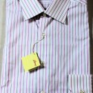 BRIONI SHIRT $680 WHITE/GRAY/PURPLE STRIPED CLASSIC FIT SHIRT 16.5/34 42e NEW
