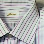 BRIONI SHIRT $680 WHITE/GRAY/PURPLE STRIPED CLASSIC FIT SHIRT 16.5/34 42e NEW