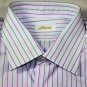 BRIONI SHIRT $680 WHITE/GRAY/PURPLE STRIPED CLASSIC FIT SHIRT 16.5/34 42e NEW