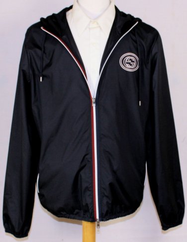 GUCCI JACKET $820 NAVY LOGO EMBOSSED PACKABLE BOMBER TRACK JACKET XXXL 58e NEW