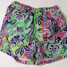 ETRO SWIM TRUNKS $365 RED/GREEN CHECK FLORAL PRINT LOGO SWIM SHORTS LG 52e NEW