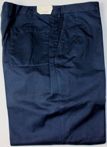 BRIONI PANTS $595 NAVY BLUE WASHED COTTON HANDMADE CHINO SLACKS 34 50e NEW