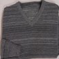MALO SWEATER $990 GRAY STRIPED 100%CASHMERE REVERSIBLE V-NECK JUMPER XL 54e NEW