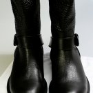 JIMMY CHOO SHOES $1295 BLACK GRAINED CALFSKIN LOGO NOTCH BUCKLED BOOT 13 46e NEW