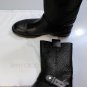 JIMMY CHOO SHOES $1295 BLACK GRAINED CALFSKIN LOGO NOTCH BUCKLED BOOT 13 46e NEW