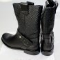 JIMMY CHOO SHOES $1295 BLACK GRAINED CALFSKIN LOGO NOTCH BUCKLED BOOT 13 46e NEW