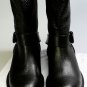 JIMMY CHOO SHOES $1295 BLACK GRAINED CALFSKIN LOGO NOTCH BUCKLED BOOT 13 46e NEW