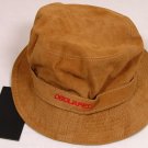 DSQUARED2 HAT $545 BROWN GOATSKIN LOGO BANDED FEDORA BUCKET HAT UNISEX SMALL NEW