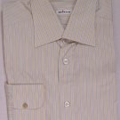 KITON DRESS SHIRT $765 TAN/BLUE STRIPE KITON HANDMADE SHIRT 15.5/34 39e NEW