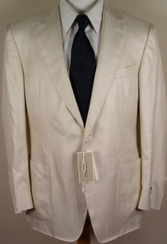 CANALI JACKET $1595 IVORY 100%SILK 2-BTN SPORT COAT BLAZER 40C 50e NEW