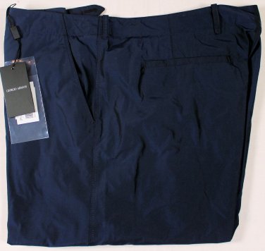 GIORGIO ARMANI PANTS $595 NAVY BLUE TECHNO FABRIC BLACK LABEL SLACKS 41 58 NEW