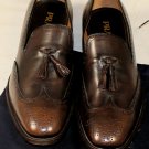 PRADA SHOES $995 DARK BROWN WING-TIP TASSELED TOE ORNAMENTED LOAFER 11 44e NEW